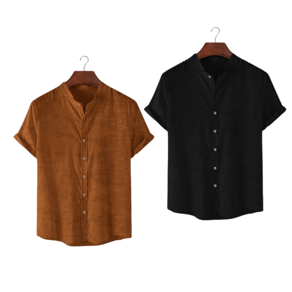 Kit 2x Capri Linen – Camisa de Linho Gola Padre