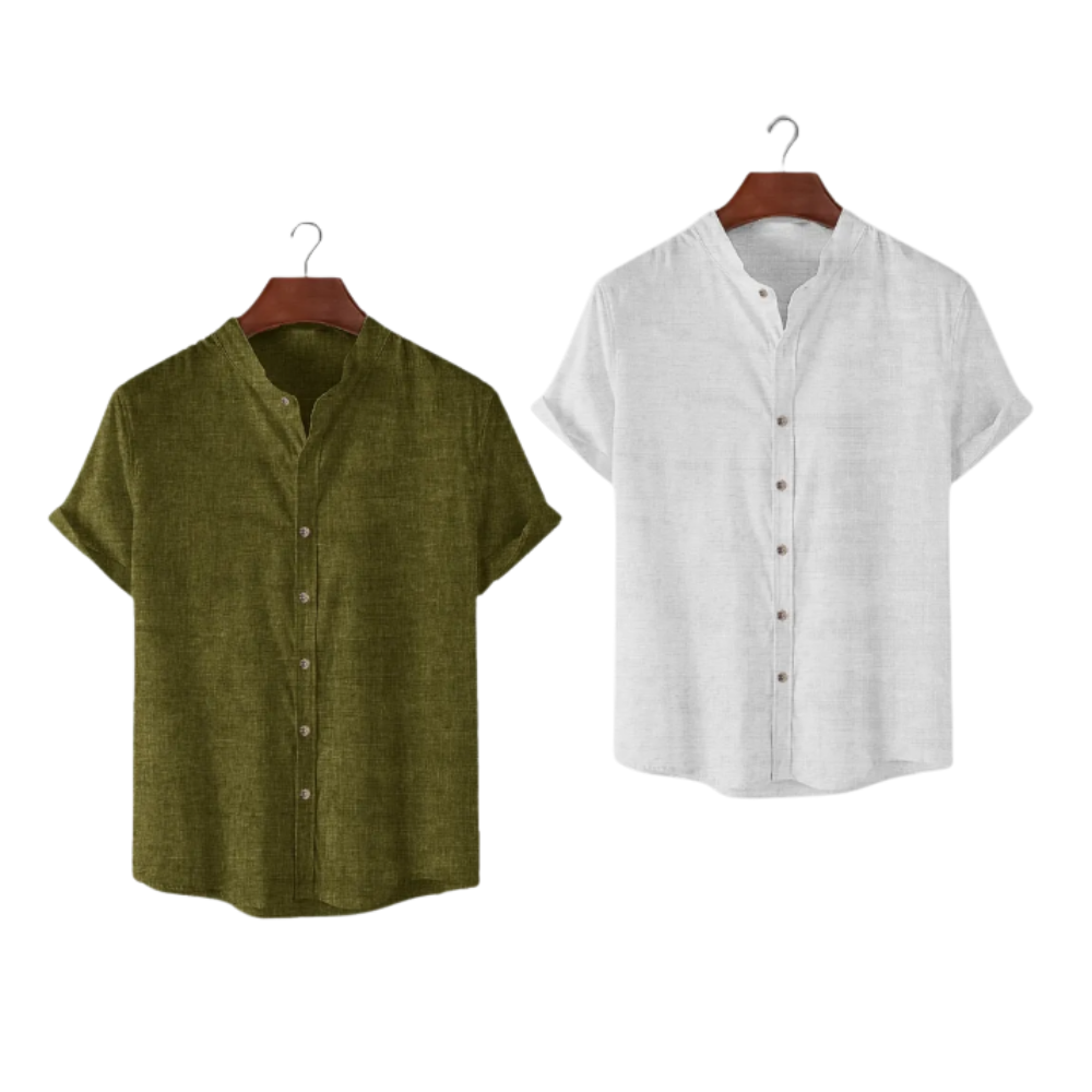 Kit 2x Capri Linen – Camisa de Linho Gola Padre