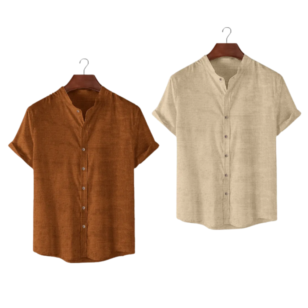 Kit 2x Capri Linen – Camisa de Linho Gola Padre