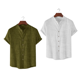 Kit 2x Capri Linen – Camisa de Linho Gola Padre